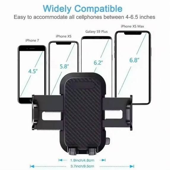EvoFine 2-in-1 Car Phone Holder Long Arm Suction Cup Mount Dashboard Windshield Vent Compatible with All Smartphones