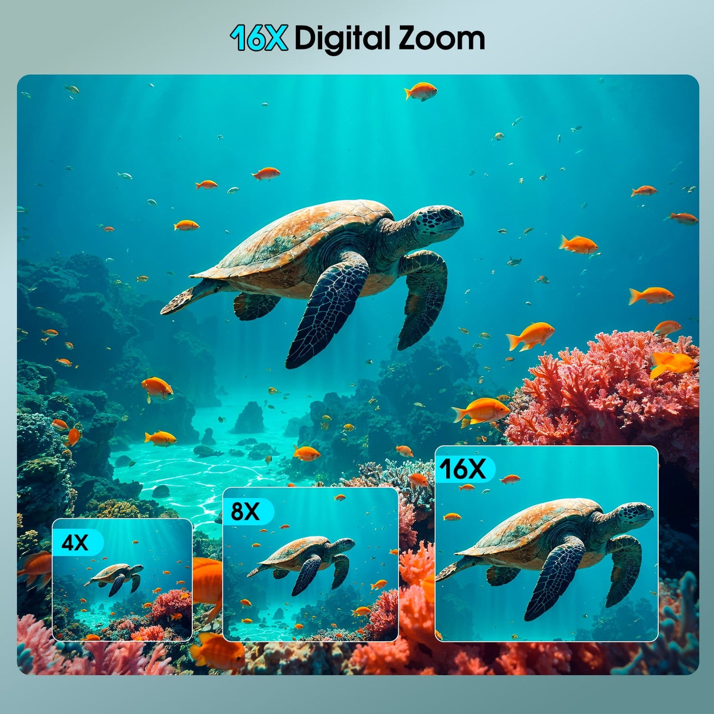 SEREE Waterproof Camera 4K UHD 64MP 16X Digital Zoom Compact Digital Underwater Camera with 32GB Card