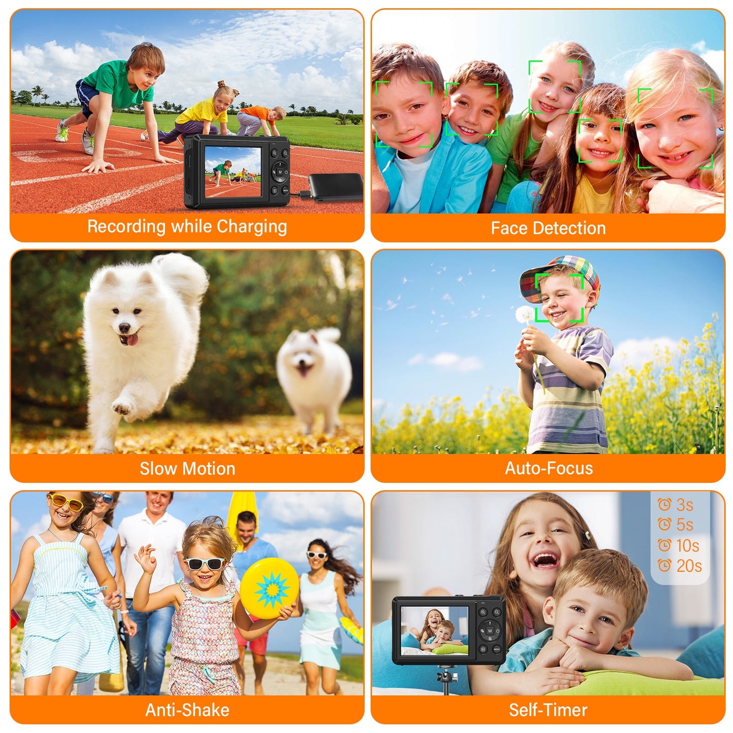 MARVUE Digital Camera 5K UHD 72MP Vlogging Camera, Autofocus Compact Camera with 16X Digital Zoom, Point and Shoot Digital Camera - Black