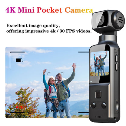 MARVUE 4K Body Camera with External Microphone, 270° Rotatable Mini Video & Audio Pocket Camera Ideal for Outdoor, Bike, Travel, 32GB Included