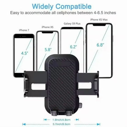 EvoFine 2-in-1 Car Phone Holder Long Arm Suction Cup Mount Dashboard Windshield Vent Compatible with All Smartphones