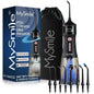 MySmile LP221 OLED Cordless Water Flosser with UVC Sterilizer Light, Portable Oral Irrigator Electric Dental Flosser Picks for Teeth Cleaning, Braces, Gums, 4 Modes, 8 Jet Tips, Travel Bag, Black