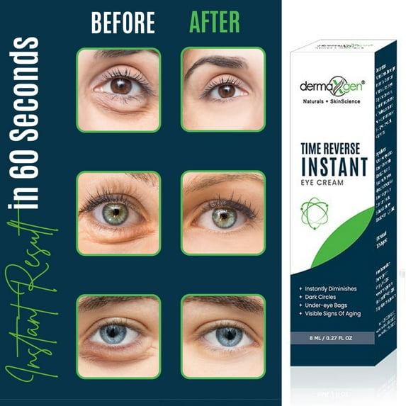 Dermaxgen  INSTANT EYEBAG REMOVER - TIME REVERSE- Visibly Reduce Under-Eye Bags, Wrinkles, Dark Circles, Fine Lines & Crow's Feet Instantly