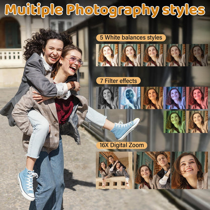 MARVUE Digital Camera for Youtube 4K 56MP Video Vlogging Camcorder with 32GB SD Card and 2 Batteries