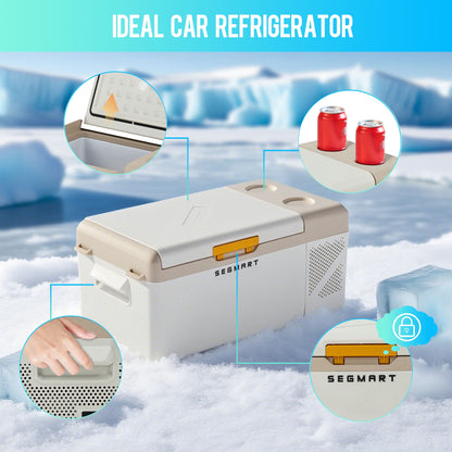 16.8QT Mini Fridge, Syngar Electric Cooler with 2 Plugs for Bedroom, Dorm & RV Use, Portable Car Refrigerator for Camping, 60W, 24V/110V, Ultra-Quiet, White